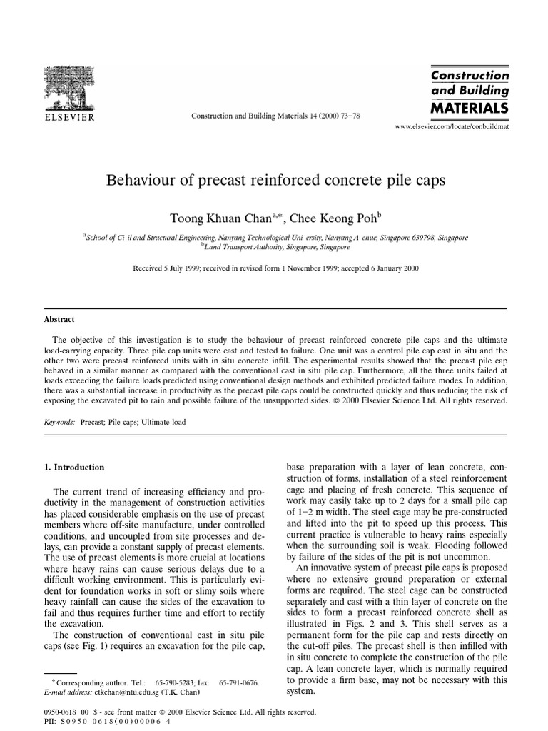 Behaviour Of Precast Reinforced Concrete Pile Caps Pdf Fracture