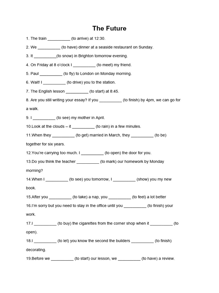 Future Tense Practice Exercises | PDF
