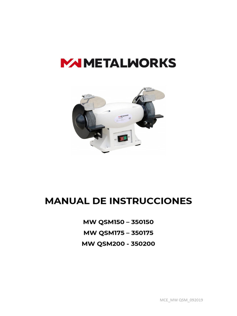 DC y Manual de Instrucciones Esmeril Metalworks 350175 | PDF ...