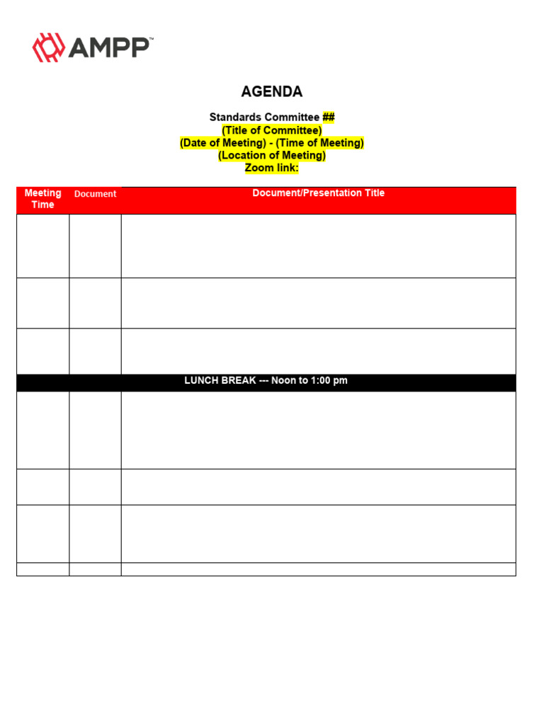 AMPP SC Agenda Template | PDF | Intellectual Property | Copyright
