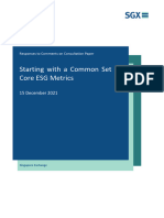 Response Paper On Starting With A Common Set of Core ESG Metrics