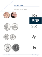 Kindergarten Money Match Coin To Value