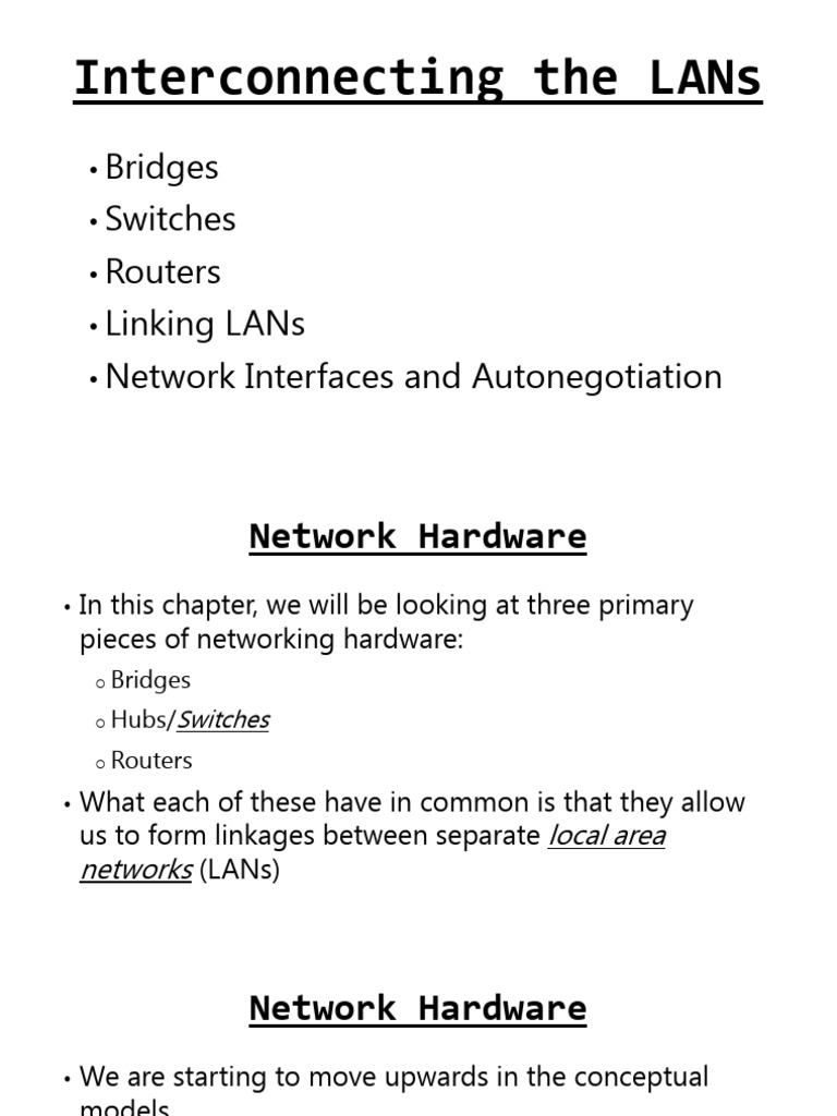 LAN Interconnection: Bridges, Switches, Routers | PDF | Network Switch ...