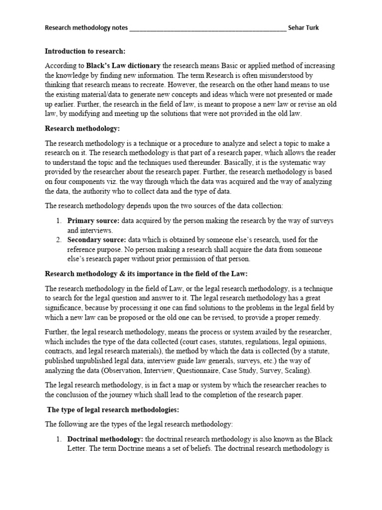 Legal Research Methodology Overview | PDF | Methodology | Survey ...