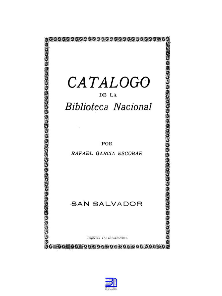Catálogo de la Biblioteca Nacional de El Salvador | PDF | Ciencias sociales