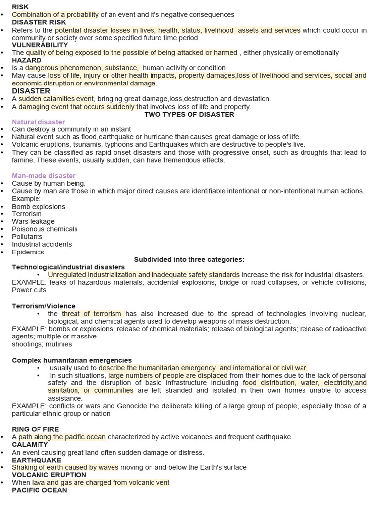 DRRR Notes | PDF | Hazards | Natural Disasters
