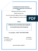 L'influence de La Motivation Des Employés Sur La Performance de L'entreprise