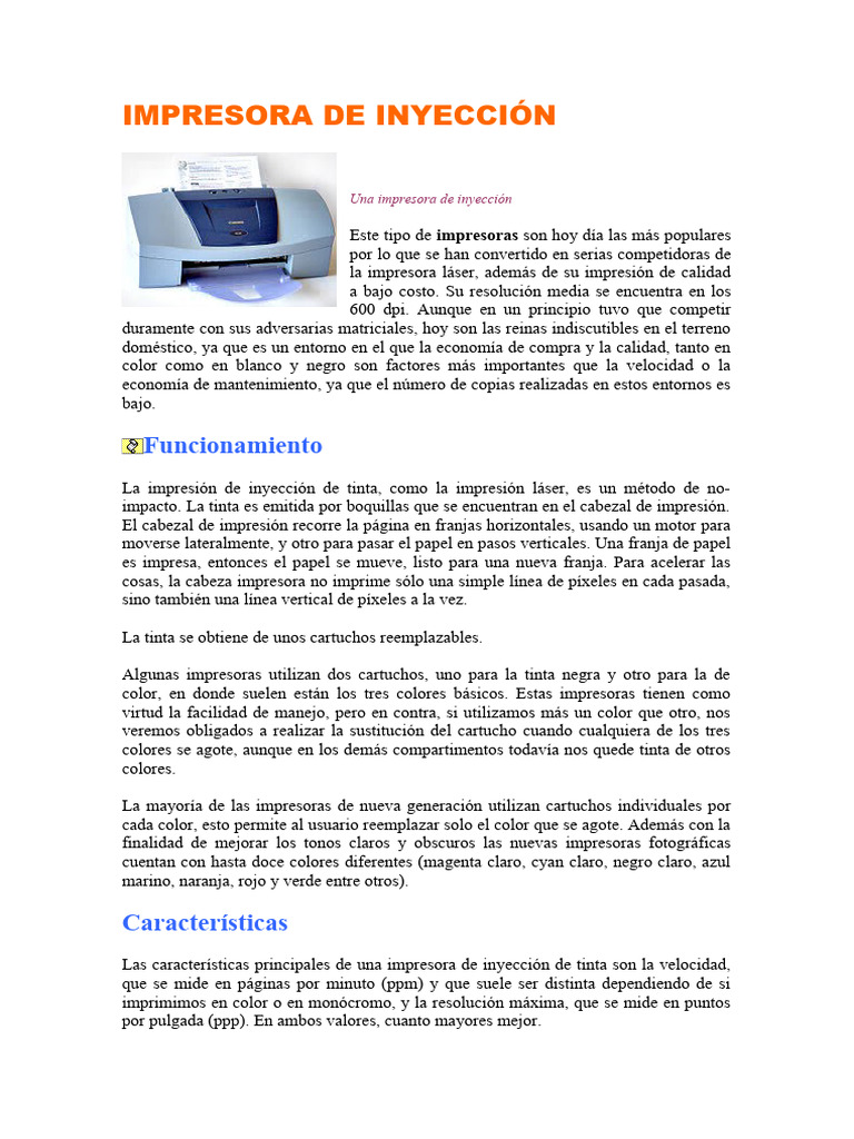 Impresora de Inyección | PDF | Impresora (Computación) | Equipo de oficina