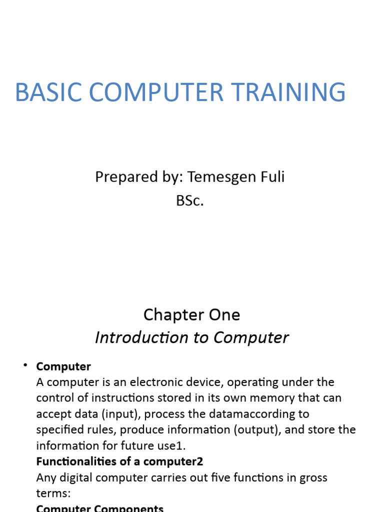 Basic Computer Training | PDF | Computer Data Storage | Computer Hardware