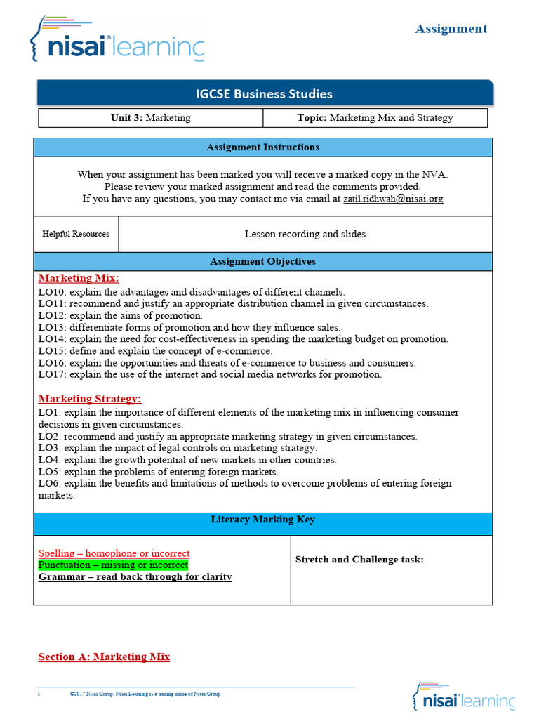 26 - 27. IGCSE - Business Studies - Marketing Mix and Marketing ...