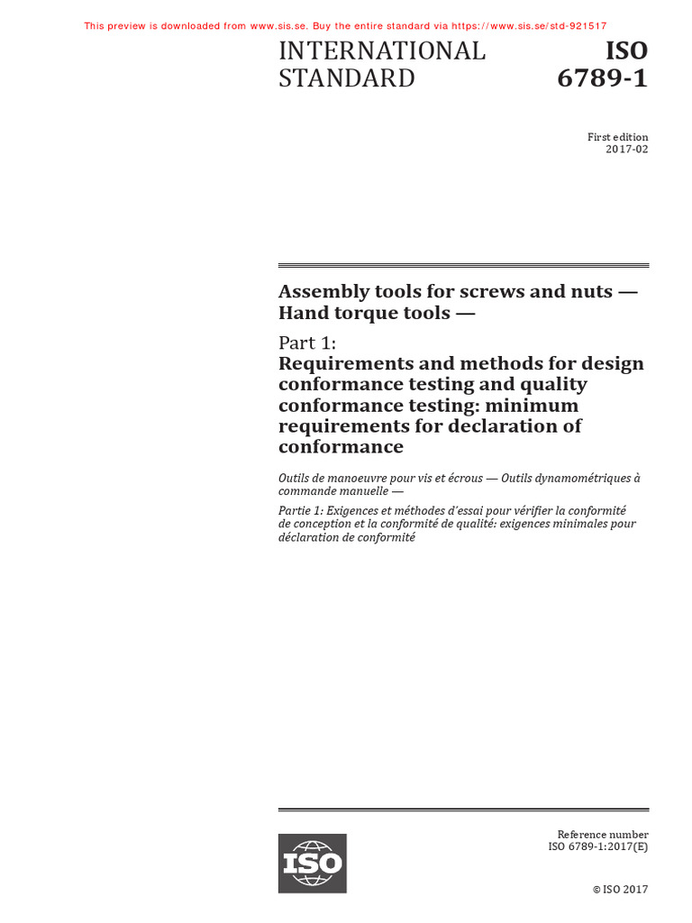 Iso 6789 1 2017 en PDF | PDF | Calibration | International Organization ...