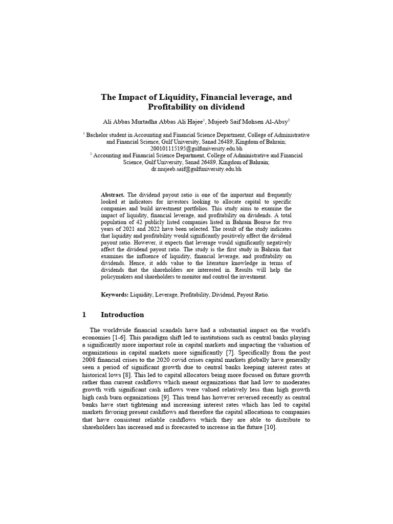 The Impact of Liquidity Financial Leverage and Profitability On ...
