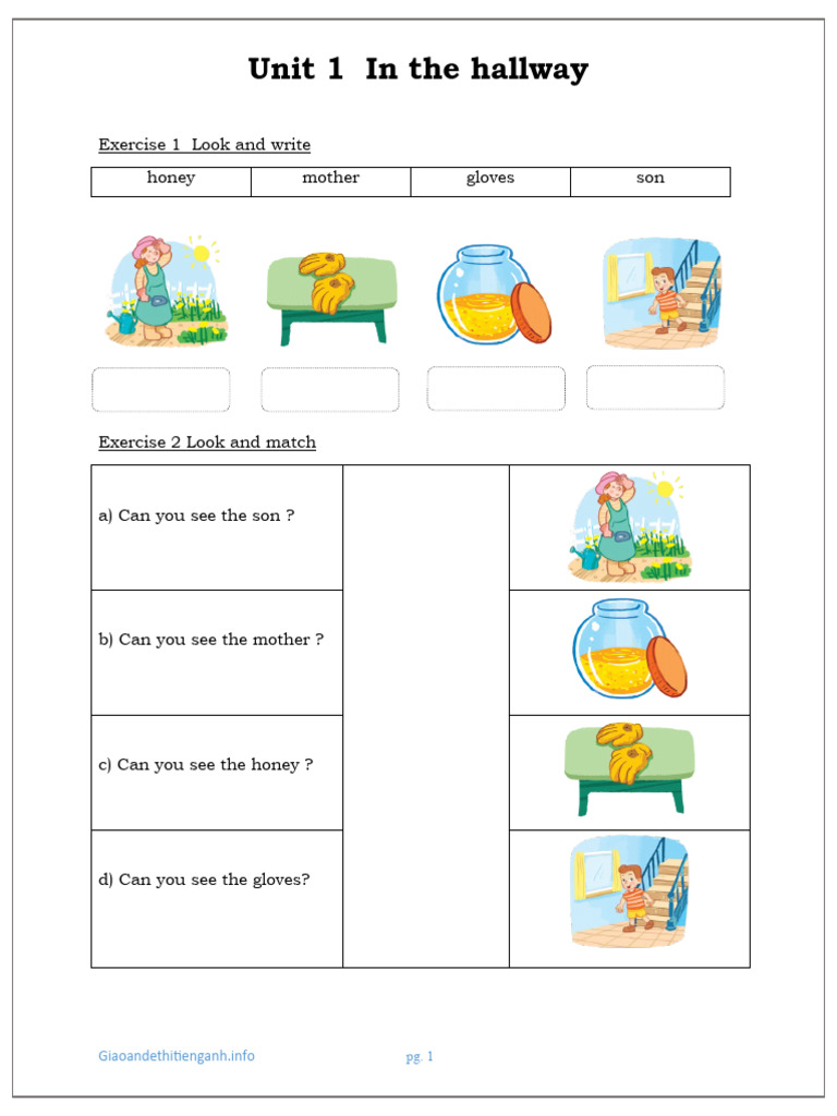 Worksheet grade 1 - unit 1 | PDF