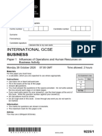International Gcse Business 9225 Paper 1 Question Paper Nov 20
