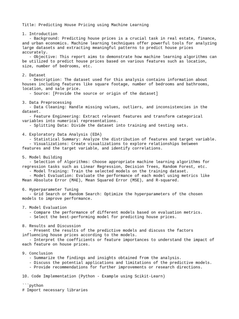 Machine Learning for House Price Prediction | PDF | Mean Squared Error ...