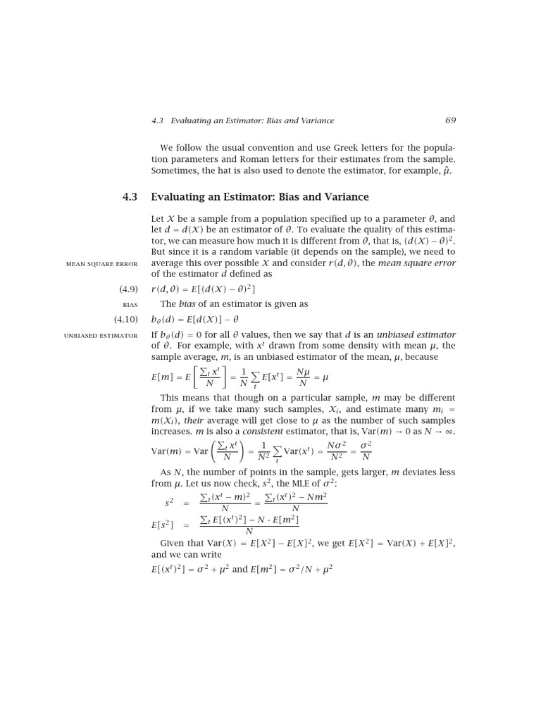 Evaluating Estimators: Bias and Variance | PDF | Estimator | Bias Of An ...