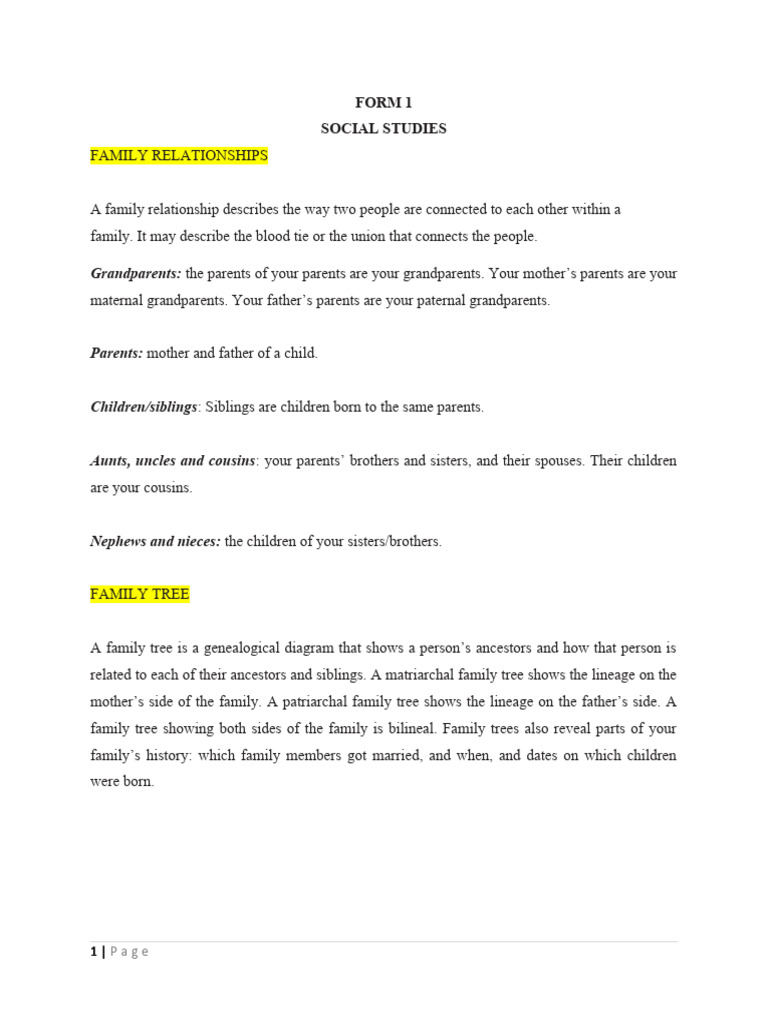 Understanding Family Relationships and Trees | PDF | Wellness