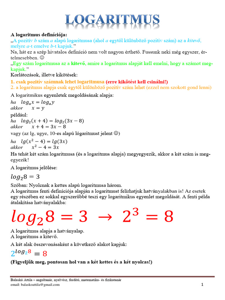 Logaritmus | PDF