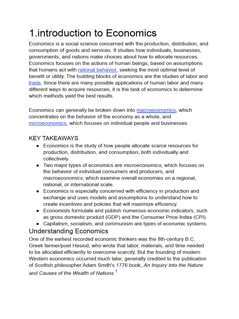 Introduction to Economics Concepts | PDF | Economics | Supply (Economics)