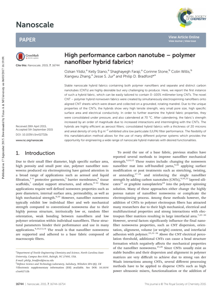 High-Performance CNT-Polymer Fabrics | PDF | Carbon Nanotube | Nonwoven ...