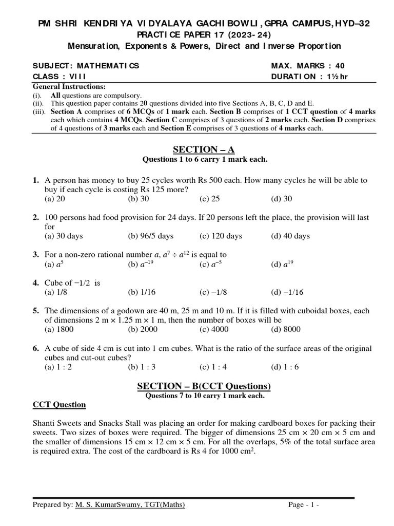 maths-class-viii-practice-test-17-mensuration-exponents-powers-direct