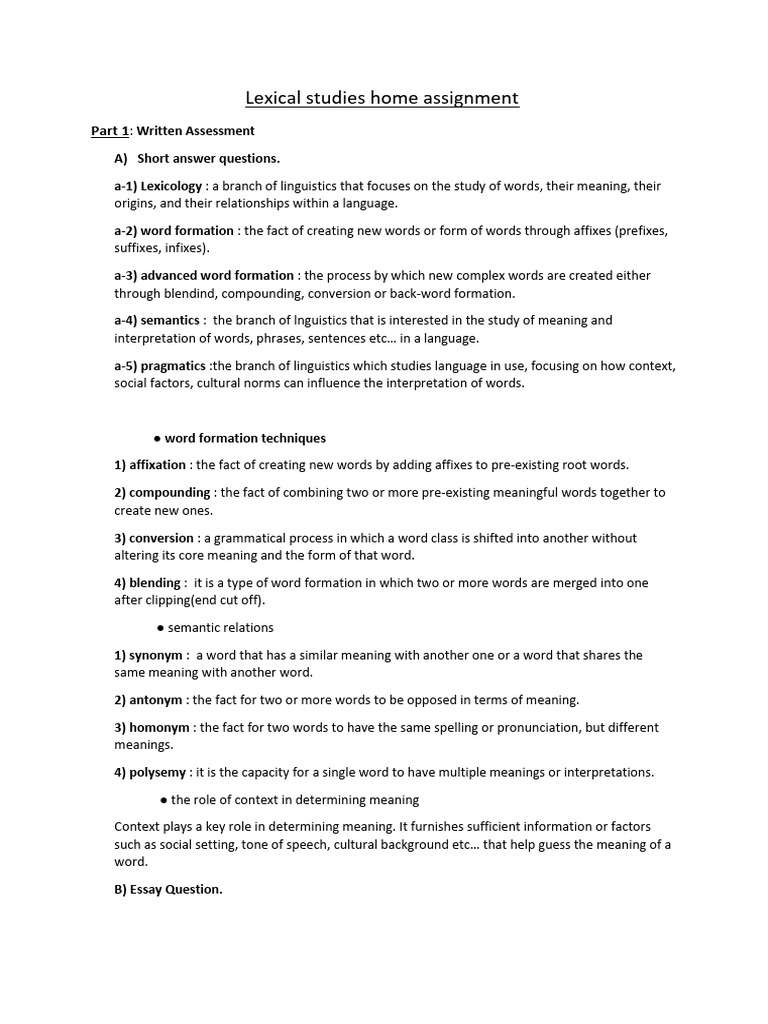 Lexical Studies: Word Formation & Impact | PDF | Word | Semantics