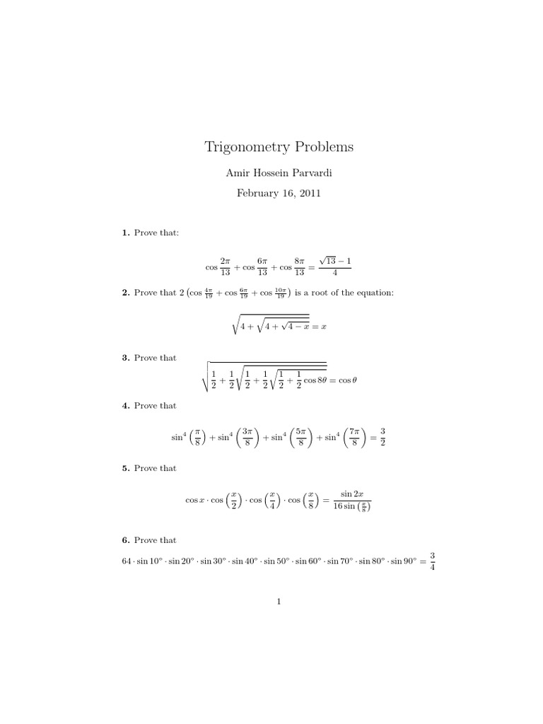 Advanced Trigonometry Challenges | PDF