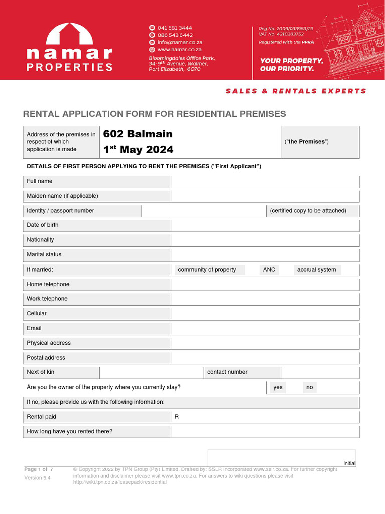 602 Balmain Application Form | PDF | Lease | Landlord