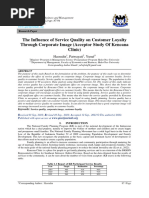 The Influence of Service Quality On Customer Loyalty Through Corporate Image (Acceptor Study of Kencana Clinic)