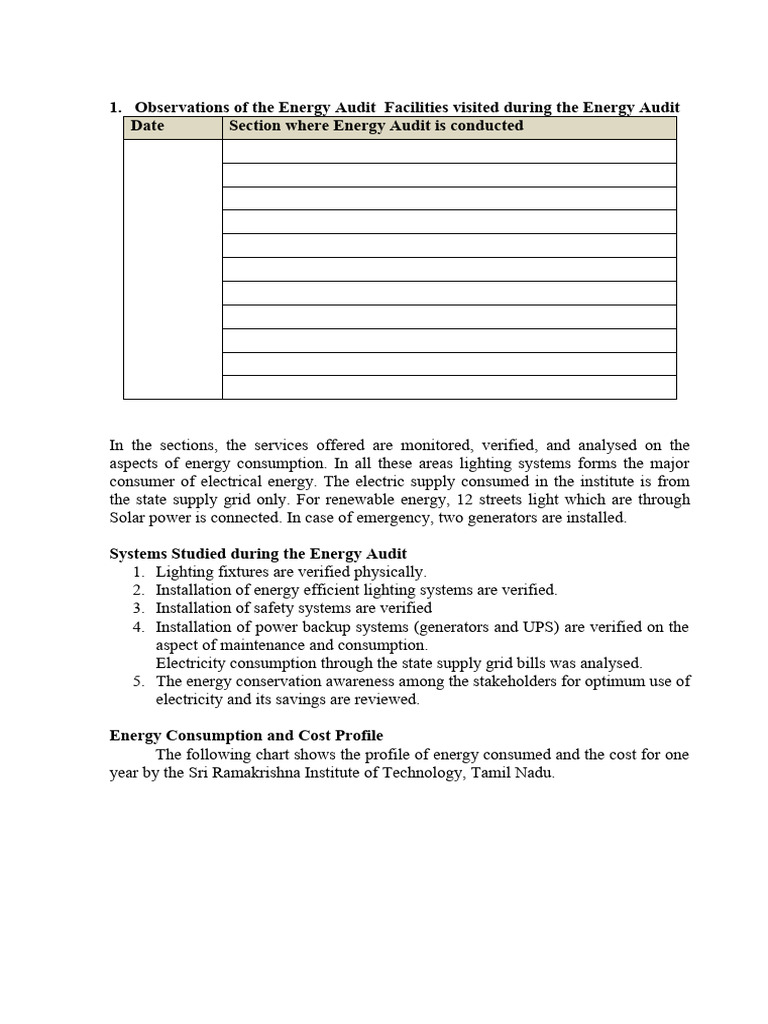 Energy Audit Report Templete | PDF | Energy Conservation | Solar Power