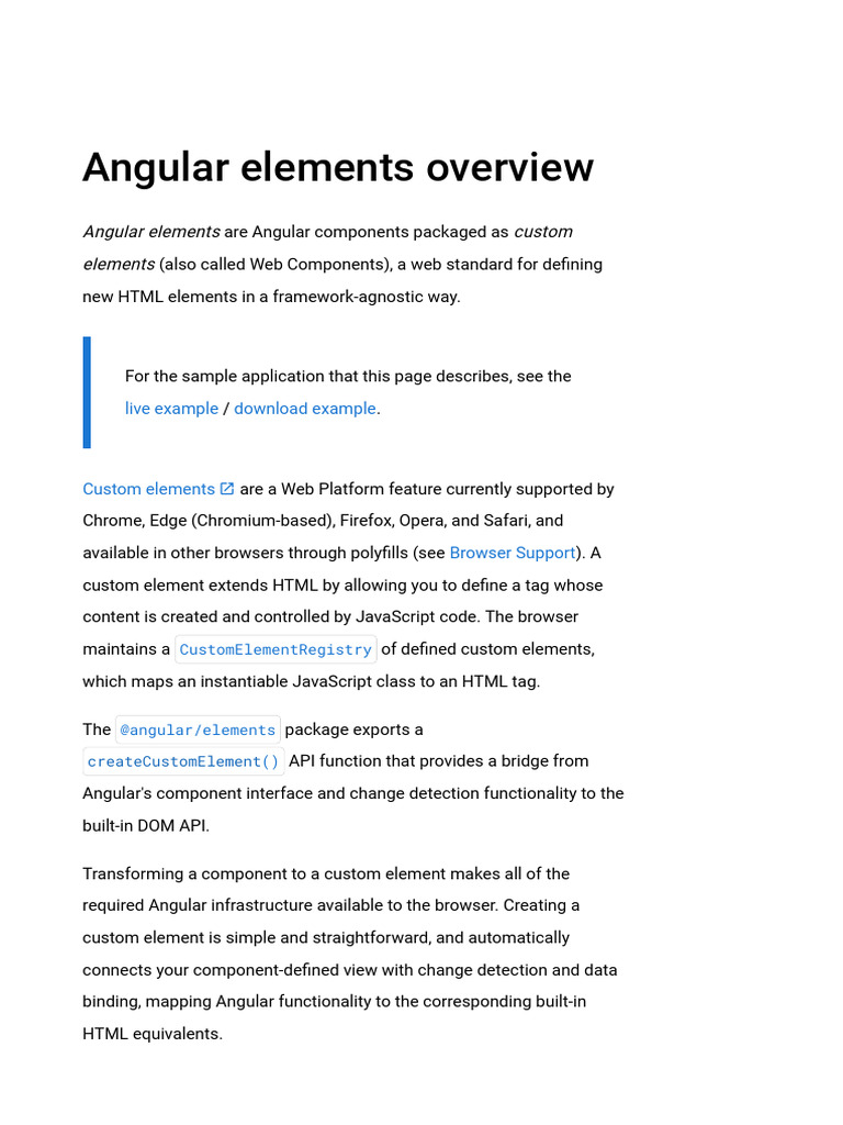 Angular - Angular Elements Overview | PDF | Document Object Model ...