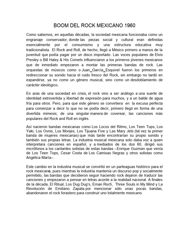 Rock Mexicano en los 60: Ernan Roch | PDF | Viajes y turismo