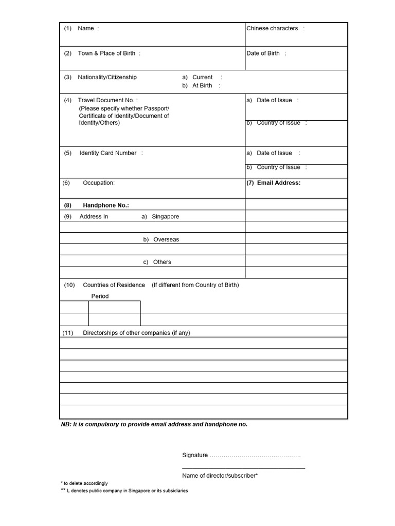 Incorp-CorpInfo form 公司注册表格基本资料 | PDF | Law