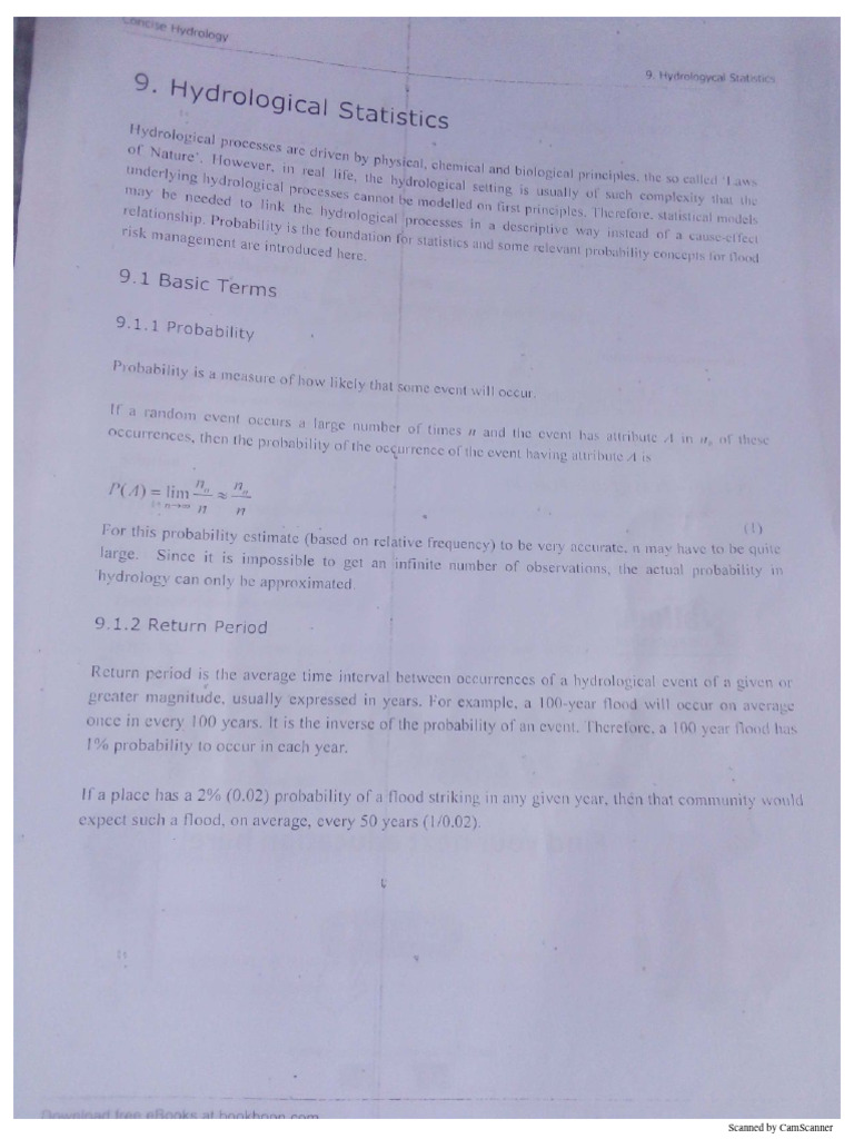Cen 411 Hydrological Statistics | PDF