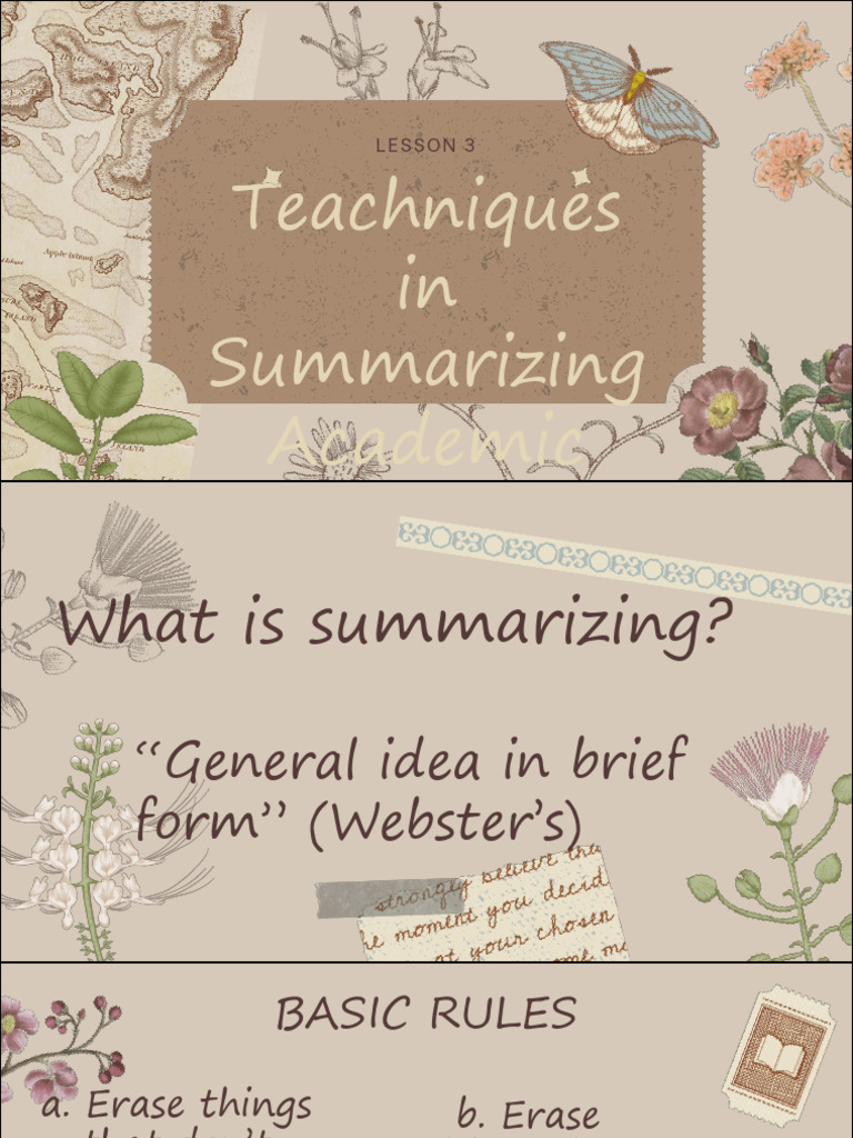 Lesson 3 techniques in summarizing academic text 1 pdf