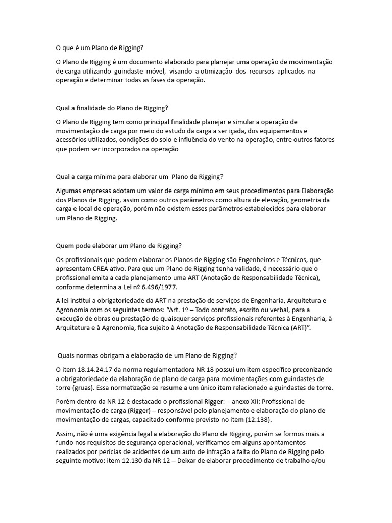 Entendendo o Plano de Rigging | PDF | Guindaste (máquina) | Engenharia