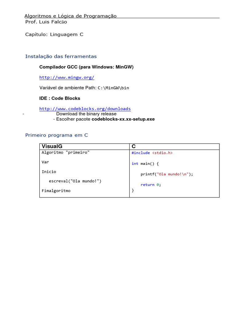 09 Linguagem C | PDF | C (linguagem de programação) | Tipo de dados