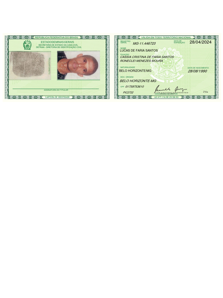 Carteira de Identidade Brasileira | PDF