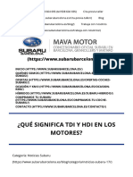 ¿Qué Significa TDI y HDI en Los Motores - Subaru Barcelona