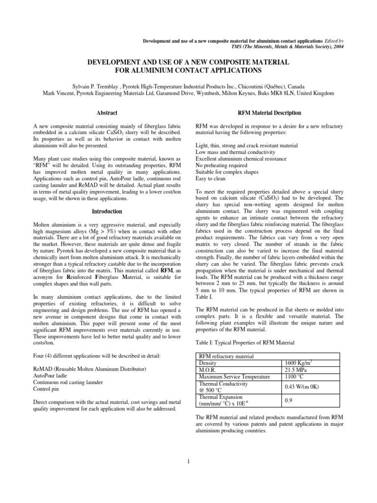 Use of A Composite Material For Al Contact Applications | PDF ...