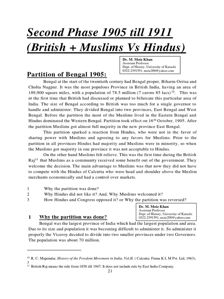 Partition of Bengal . | PDF | Partition Of India | British Raj