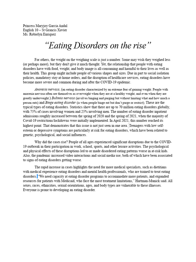 COVID-19's Impact on Eating Disorders | PDF | Eating Disorder | Mental ...