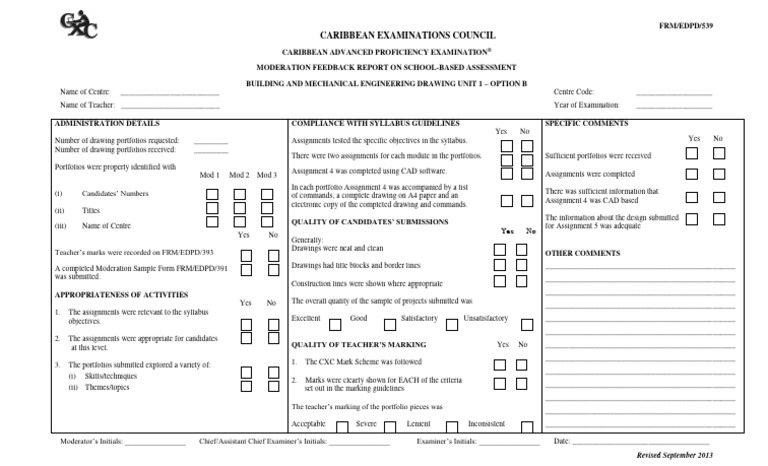 CAPE BMED SBAModerationFeedback Unit1 OptionB PDF