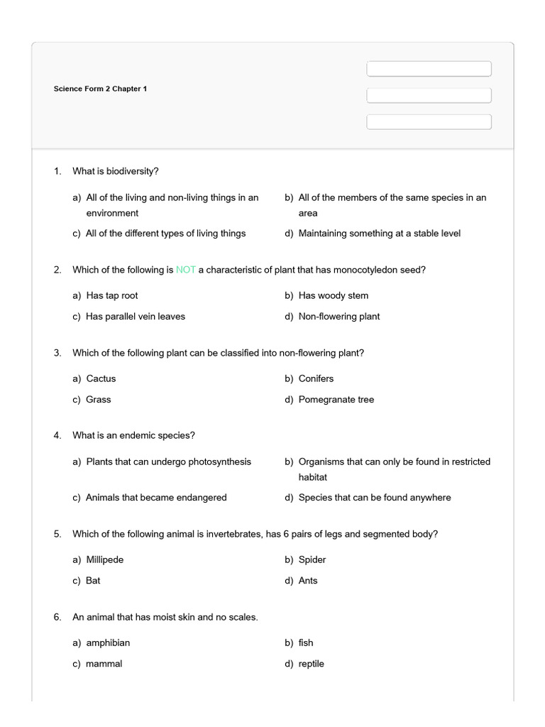07.02.2024 f2 Science Exercise Chapter 1 Sir Ashraaf | PDF | Plants ...