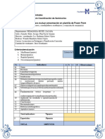 Lista de Cotejo para Evaluar Presentación Power Point - Seminarios 2022.2