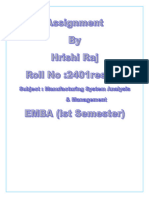 Assignment 1 Manufacturing System Analysis IIT PATNA