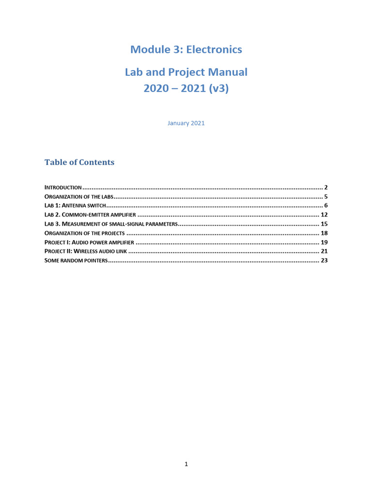 Electronics Lab & Project Manual 2021 | PDF | Electrical Network ...