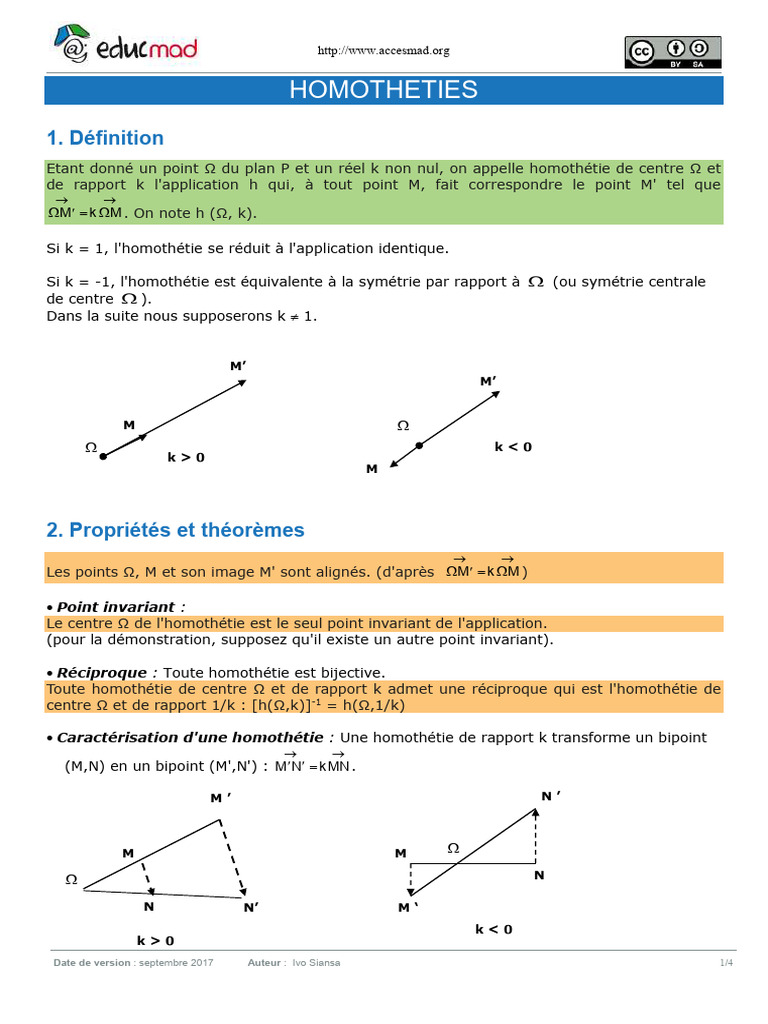 Propriétés des Homothéties en Géométrie | PDF | Concepts mathématiques ...