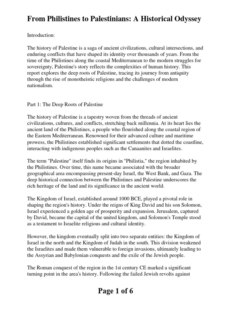 From Philistines To Palestinians: A Historical Odyssey | PDF | Zionism ...