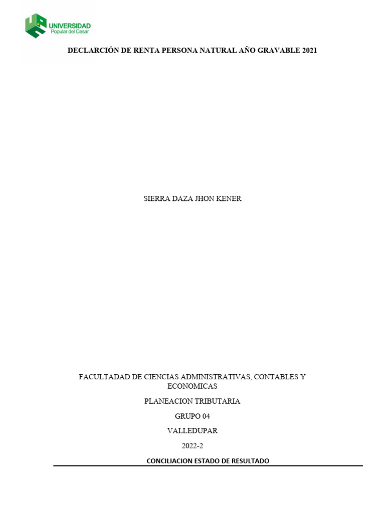 Declarción de Renta Persona Natural Año Gravable 2021 | PDF ...